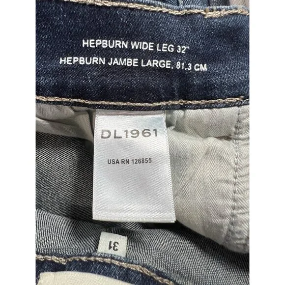 DL1961 Women Jeans Size 31 Blue HEPBURN WIDE LEG HEPBURN JAMBE High Rise Stretch - Picture 14 of 16